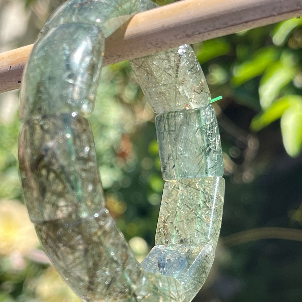 Green Rutilated Quartz Soft Bangle - Picture 6 of 9